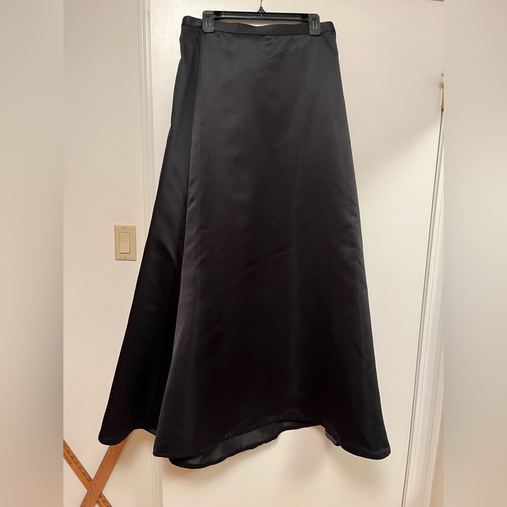 Floor length Black Satin Flared SKIRT
